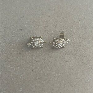Gold and Silver Color Rhinestone Turtle Stud Earrings